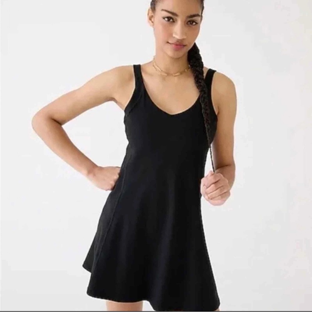 J. Crew Active CloudStretch Black V-Neck Dress w/ Built in Shorts Size L, Black - Picture 3 of 10
